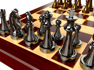 Chess Pieces Board Open Ready To Play 3D Модель