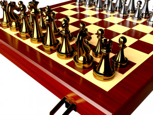 Chess Pieces Board Open Ready To Play 3D Модель