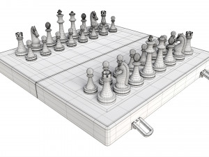 Chess Pieces Board Open Ready To Play 3D Модель