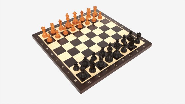 Chessboard game pieces 3D Модель .c4d .max .obj .3ds .fbx .stl .blend 