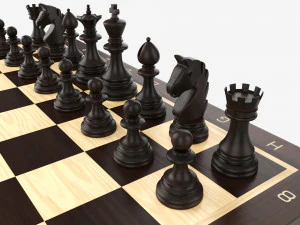 Chessboard game pieces 3D Model