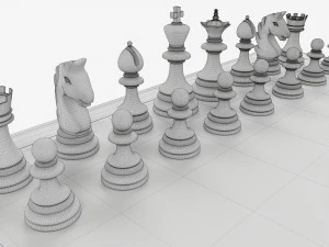 Chessboard game pieces 3D Model