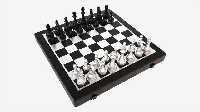 Chessboard metallic black white 3D Model .c4d .max .obj .3ds .fbx .stl .blend 