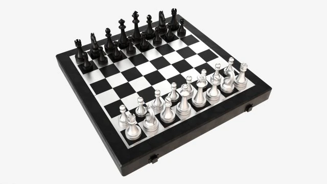 Scacchiera bianco nero metallizzato Modello 3D .c4d .max .obj .3ds .fbx .stl .blend