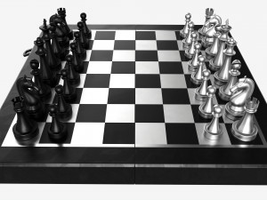 Chessboard metallic black white 3D Model