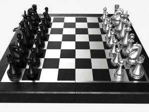 Scacchiera bianco nero metallizzato Modello 3D