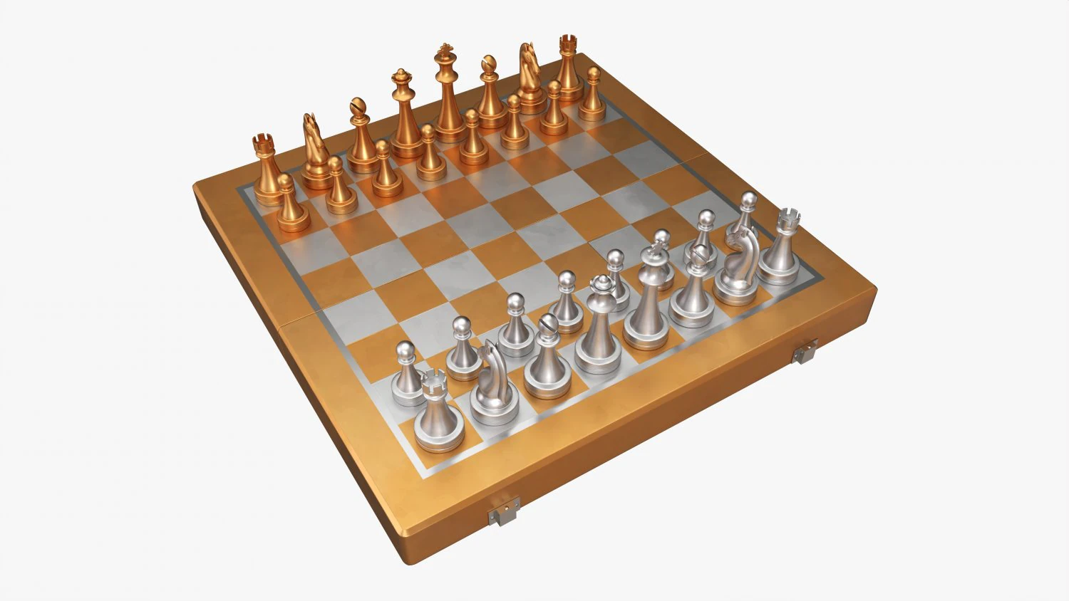 Chessboard metallic bronze 3D Model .c4d .max .obj .3ds .fbx .stl .blend 
