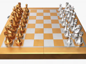 Chessboard metallic bronze 3D Model