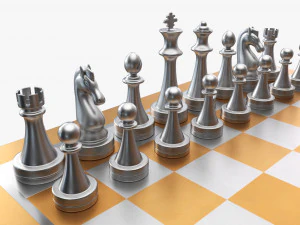 Chessboard metallic bronze 3D Model