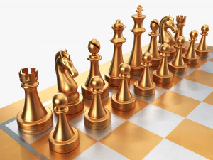 Chessboard metallic bronze 3D Model