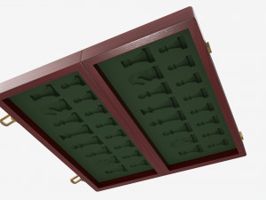 Chessboard with metallic pieces 3D 模型