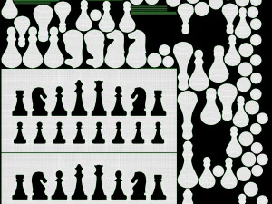 Scacchiera con pezzi metallici Modello 3D