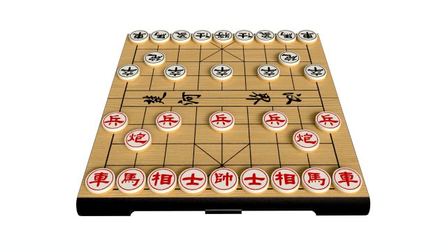 Chinese Chess Xiangqi Board Table Strategy Game 3D Model .c4d .max .obj .3ds .fbx .stl .blend 