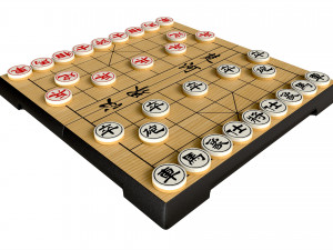 Chinese Chess Xiangqi Board Table Strategy Game 3D Model