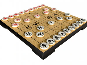 Chinese Chess Xiangqi Board Table Strategy Game 3D Model