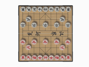 Chinese Chess Xiangqi Board Table Strategy Game 3D Model