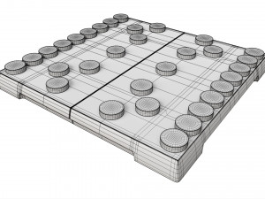 Chinese Chess Xiangqi Board Table Strategy Game 3D Model
