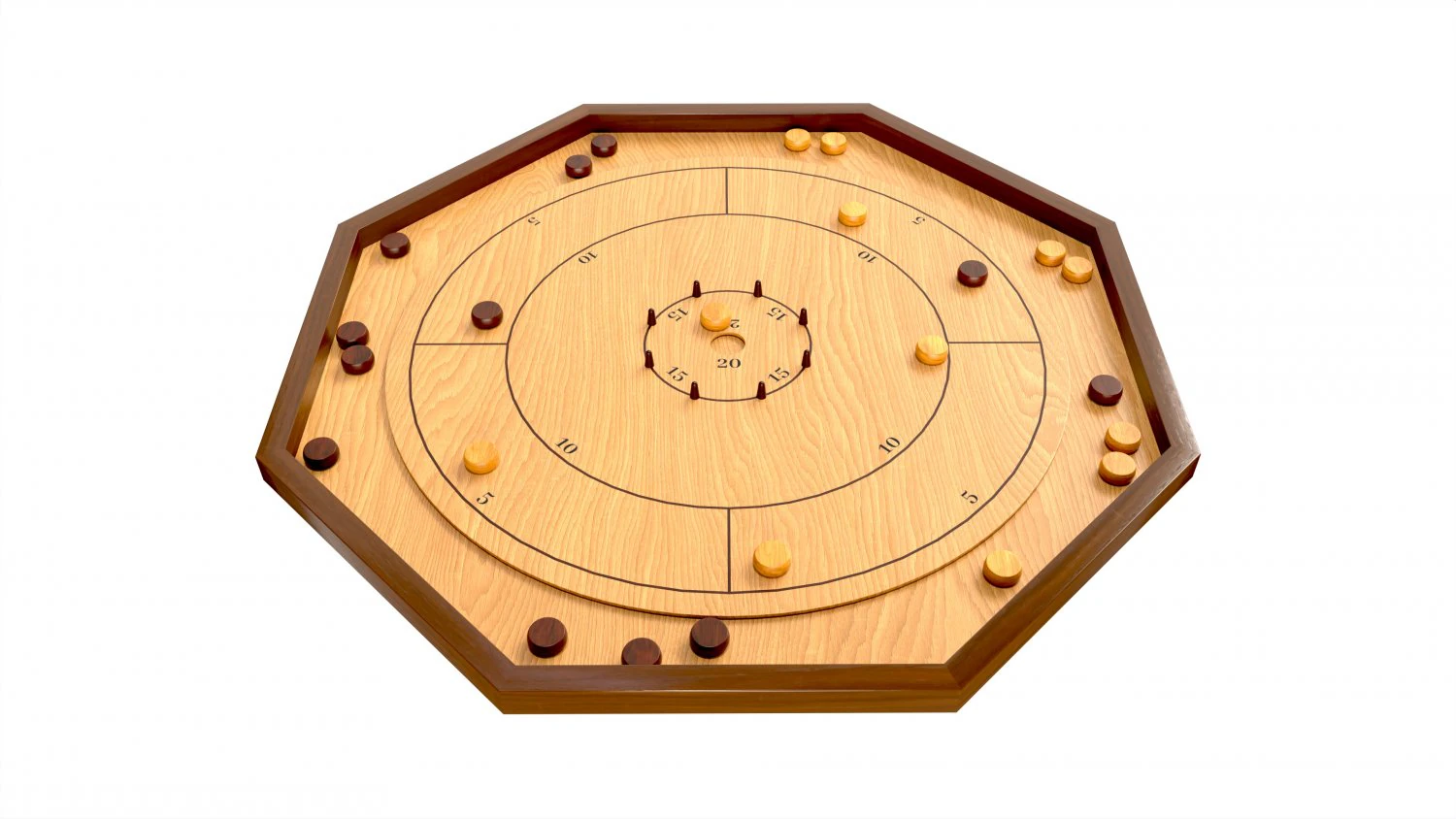 Crokinole Board Table Game 3D Model .c4d .max .obj .3ds .fbx .stl .blend 
