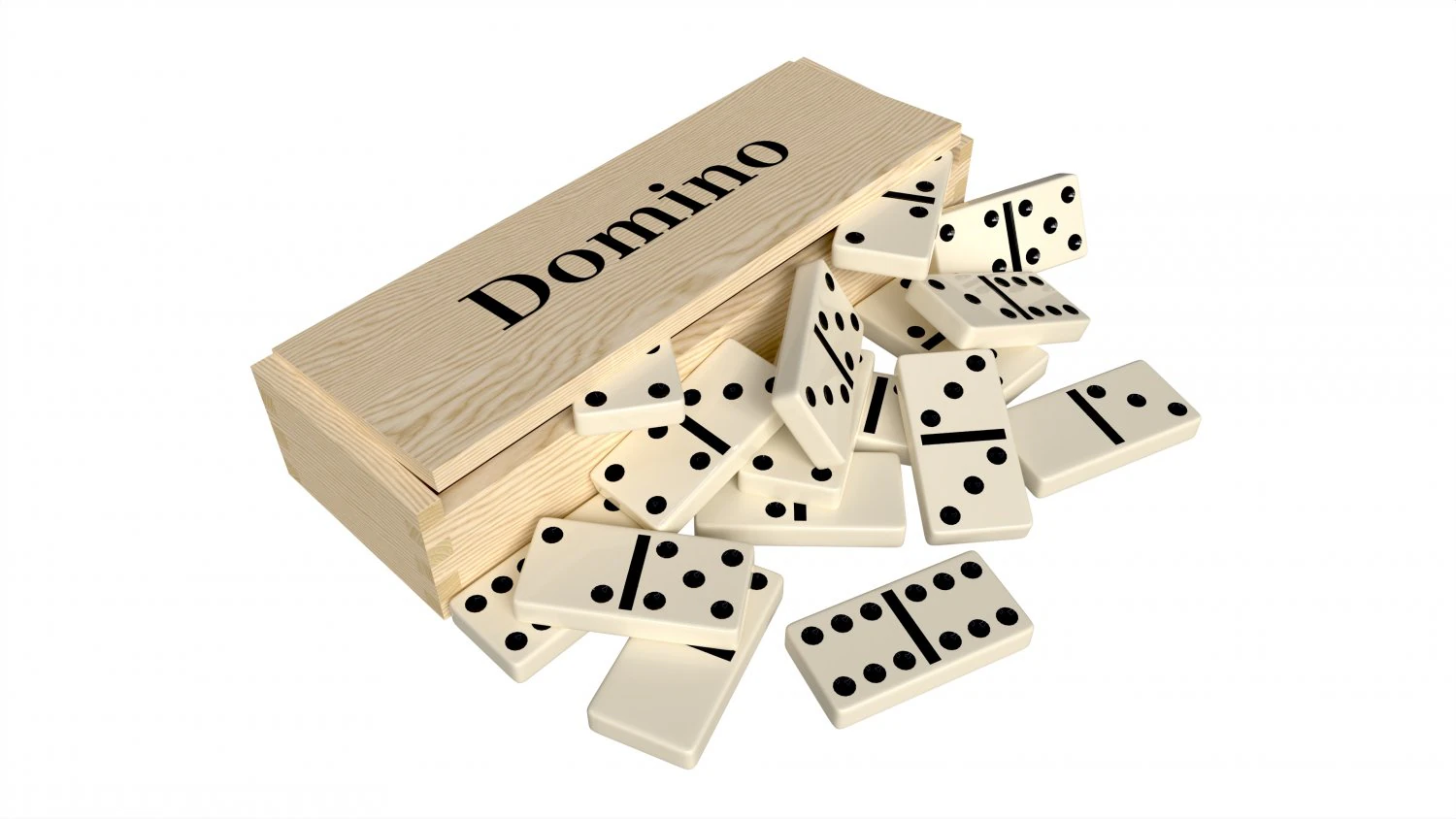 Dominoes in Wooden Box Table Strategy Game 3D Model .c4d .max .obj .3ds .fbx .stl .blend