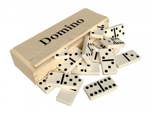 Dominoes in Wooden Box Table Strategy Game 3D Model