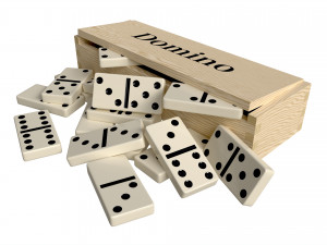 Dominoes in Wooden Box Table Strategy Game 3D Model