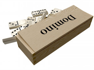 Dominoes in Wooden Box Table Strategy Game 3D Model