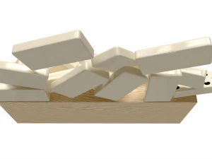 Dominoes in Wooden Box Table Strategy Game 3D Model