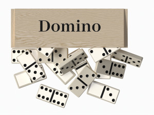 Dominoes in Wooden Box Table Strategy Game 3D Model