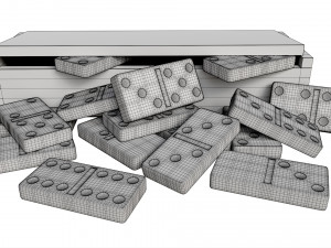 Dominoes in Wooden Box Table Strategy Game 3D Model