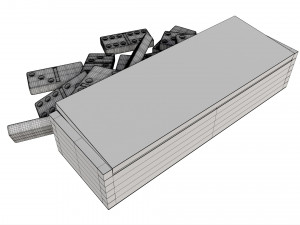 Dominoes in Wooden Box Table Strategy Game 3D Model