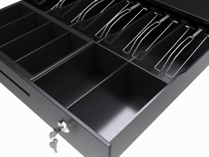 Cash Register Drawer for POS System open 3D Model