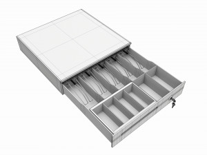 Cash Register Drawer for POS System open 3D Model