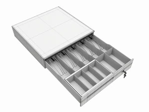 Cash Register Drawer for POS System open 3D Model