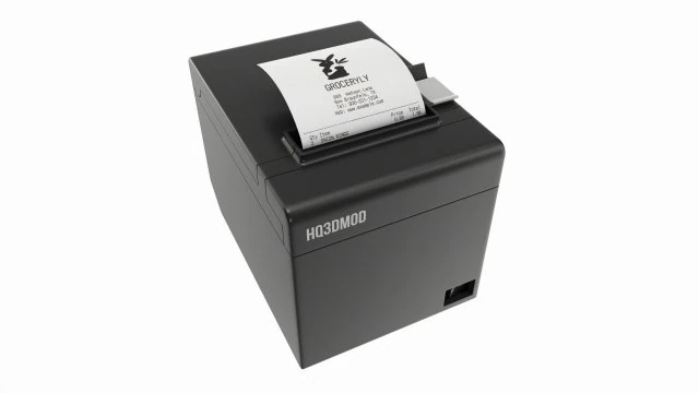 POS receipt printer 3D Model .c4d .max .obj .3ds .fbx .stl .blend 