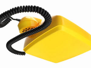 Table Rotary Dial Telephone Yellow 3D Model
