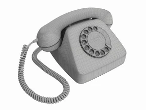 Table Rotary Dial Telephone Yellow 3D Model