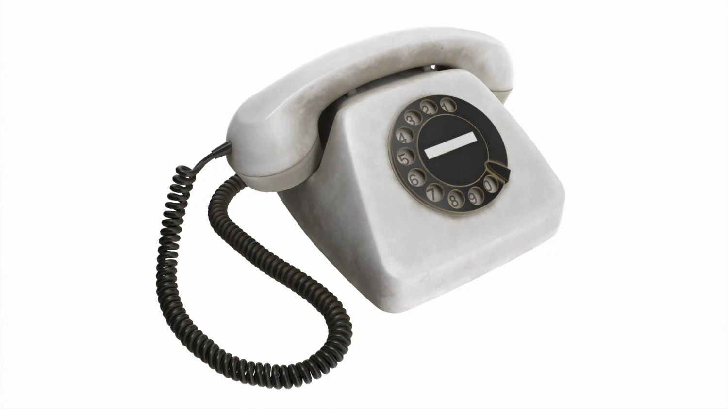 Table Rotary Dial Telephone White Dirty 3D Model .c4d .max .obj .3ds .fbx .stl .blend 
