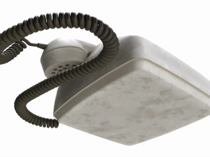 Table Rotary Dial Telephone White Dirty 3D Model