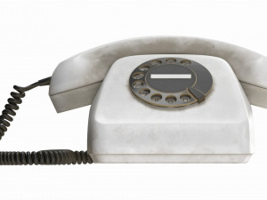 Table Rotary Dial Telephone White Dirty 3D Model
