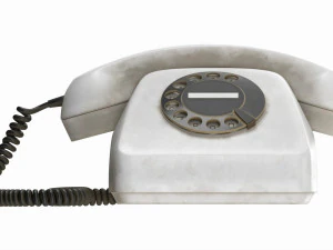 Table Rotary Dial Telephone White Dirty 3D Model