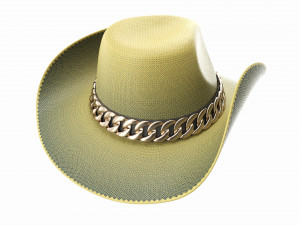 Woman cowboy fabric hat with curved brims 3D Model