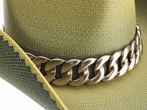 Woman cowboy fabric hat with curved brims 3D Model