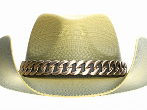 Woman cowboy fabric hat with curved brims 3D Model
