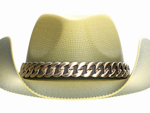 Woman cowboy fabric hat with curved brims 3D Model