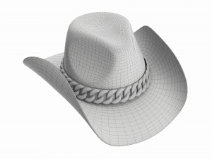 Woman cowboy fabric hat with curved brims 3D Model