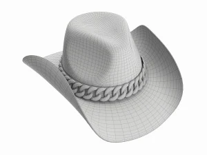 Woman cowboy fabric hat with curved brims 3D Model