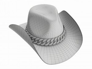 Woman cowboy metallic hat with curved brims 3D-Modell