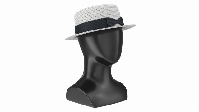 Store display mannequin head with Boater hat 3D 모델 .c4d .max .obj .3ds .fbx .stl .blend 