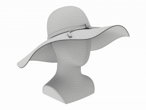 Store display mannequin head with Floppy hat Model 3D