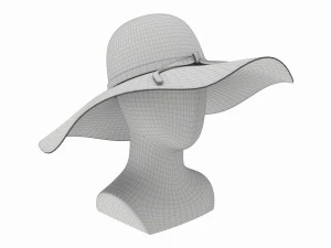 Store display mannequin head with Floppy hat 3D Model
